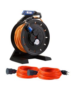 1Vollkunststoff-Kabeltrommel "Generation 7" Mit 50 m und 2 x Verlängerungsleitung VK25QF orange