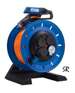 Vollkunstoffkabeltrommel HEDI Generation 7, mit Schleifring 40 m H07BQ-F 3G2,5 orange
