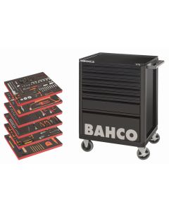 1472K7BLACK Werkstattwagen + 6 Einlagen mit Werkzeug, LARGE